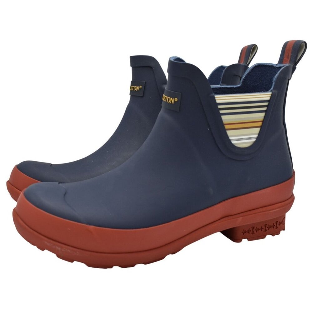 Pendleton Womens Size 7 Navy Bridger Stripe Chelsea Rain Boots Shoes